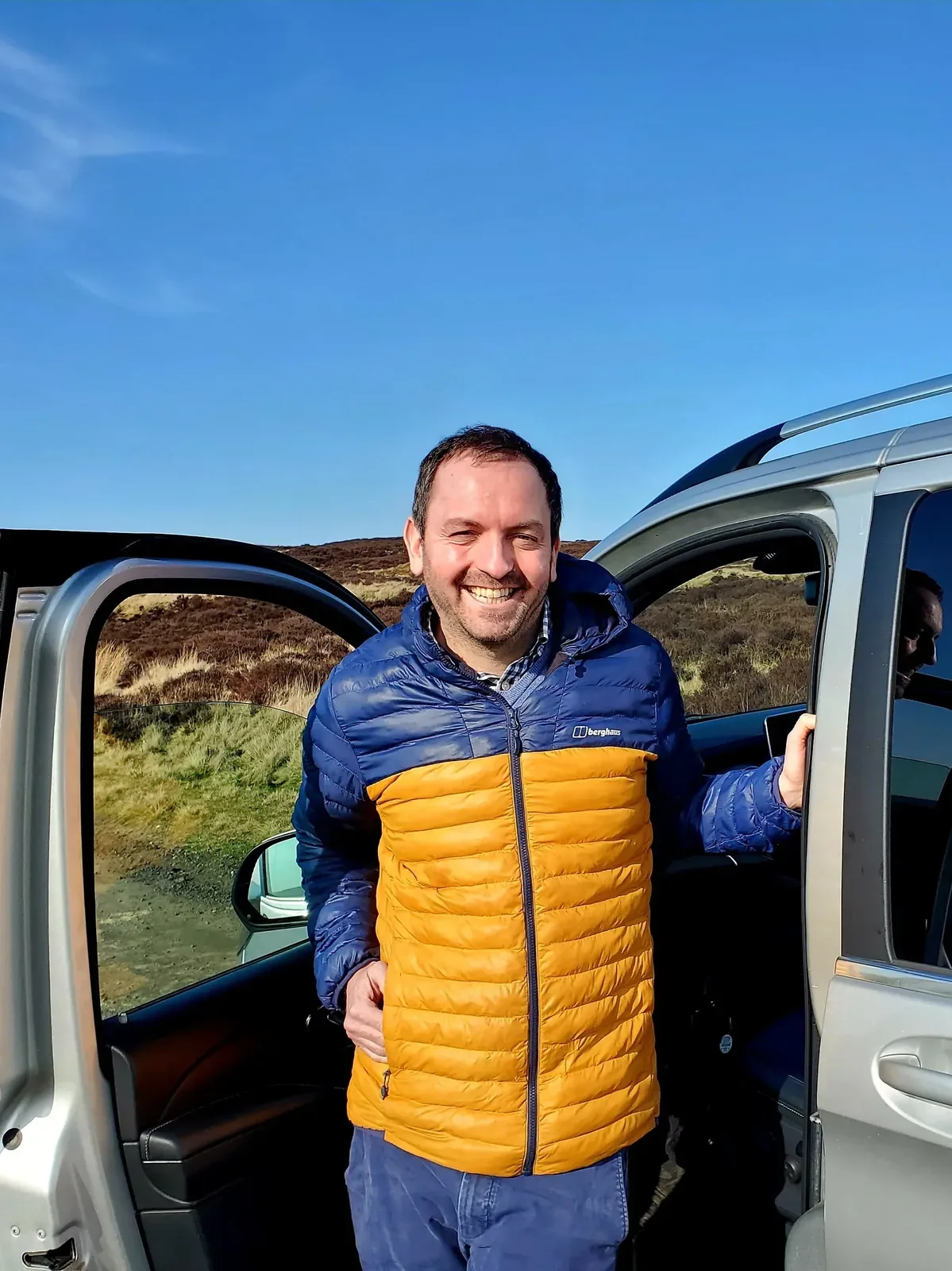 Andrew, founder and lead driver-guide of Expedition Yorkshire, on a Yorkshire moor